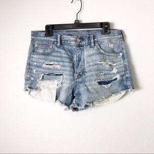 American Eagle Vintage High Rise Ripped Shorts 12